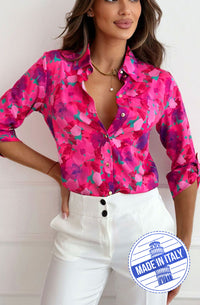 Rose Radiance Floral Shirt Top - Pink