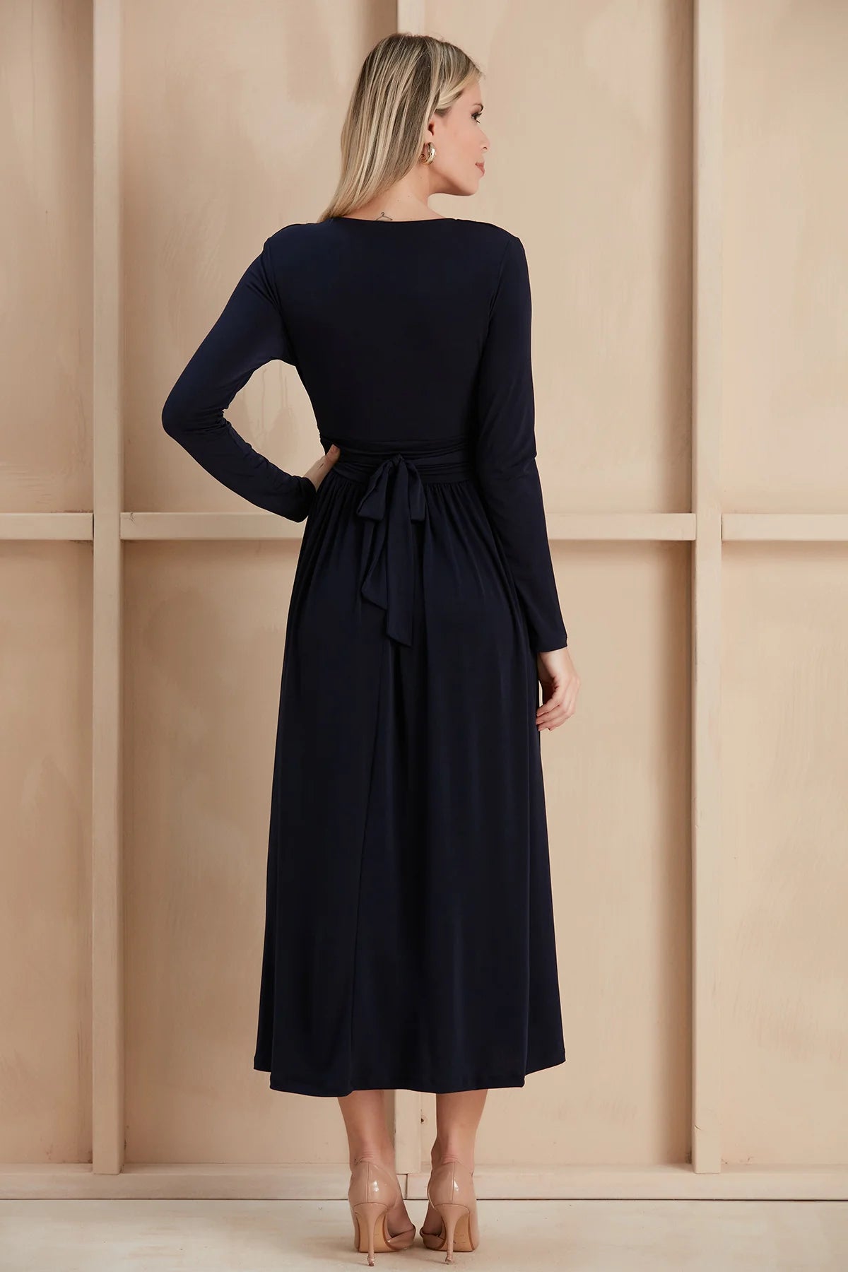 Classic Belted Long Dress