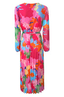 Blossom Breeze Floral Chiffon Pleated Maxi Dress
