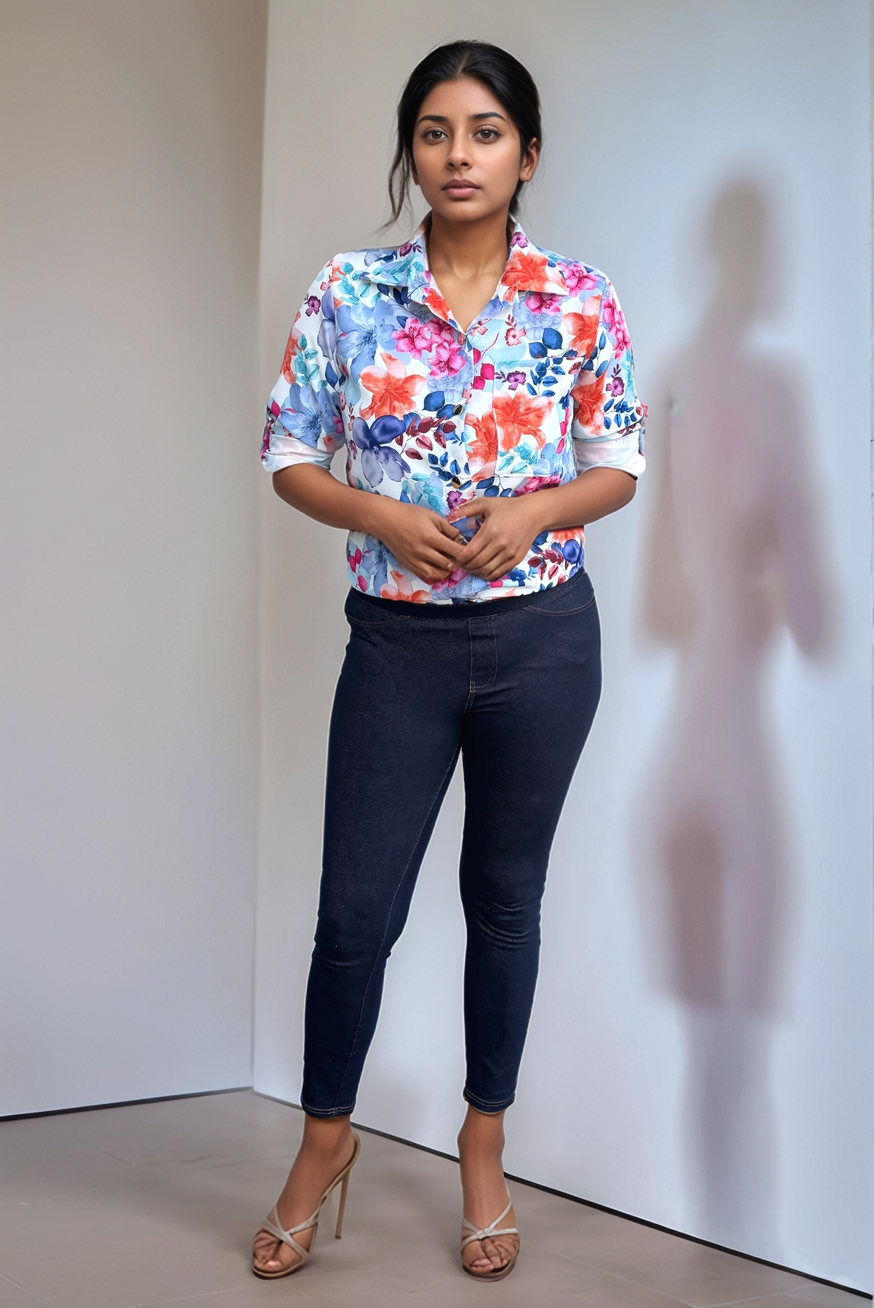 Blossom Floral Shirt Top - Multicolour
