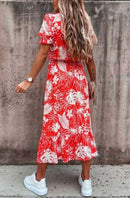 Bold Orange Floral Midaxi Dress