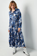 Floral Symphony Tie-Waist A-Line Maxi Dress