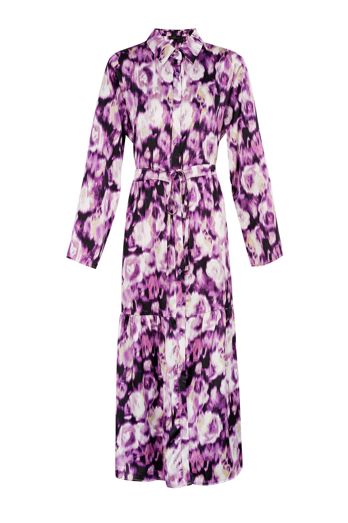 Floral Symphony Tie-Waist A-Line Maxi Dress