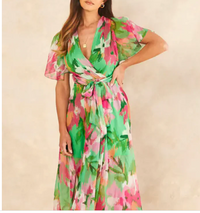 Floral Fantasy Wrap Midi Dress