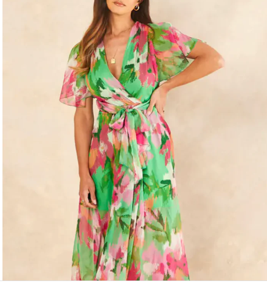 Floral Fantasy Wrap Midi Dress