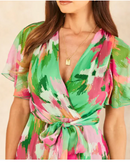 Floral Fantasy Wrap Midi Dress