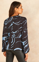 Knot style top in abstract print - Blue