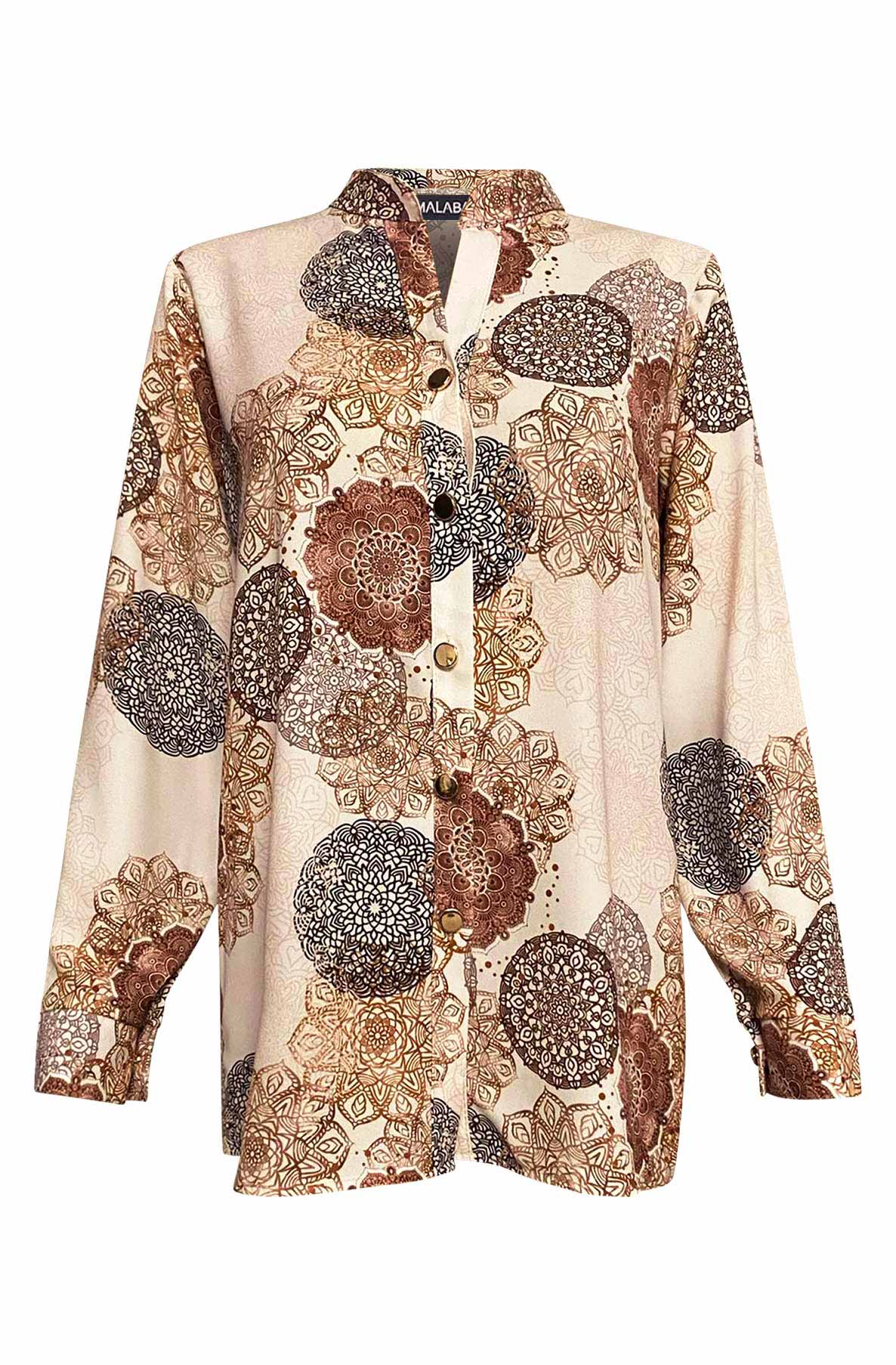 Mocha Mandala Shirt Top - Brown