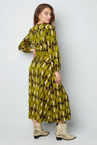 Retro Print Wrap Maxi Dress with belt