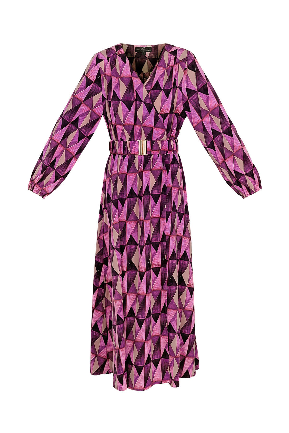 Retro Print Wrap Maxi Dress with belt