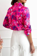 Rose Radiance Floral Shirt Top - Pink