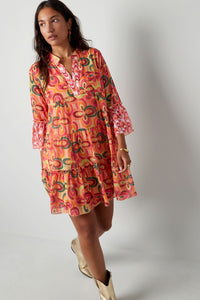 Summer Dream Oversized Flair Mini Dress - Orange