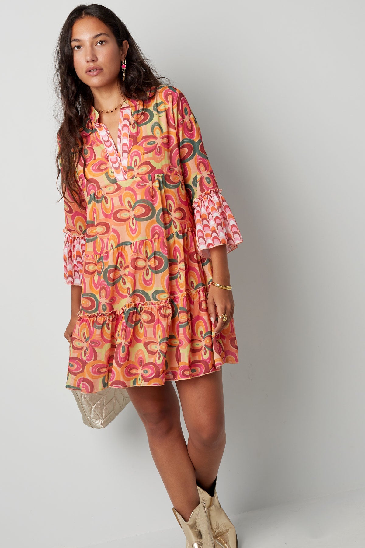 Summer Dream Oversized Flair Mini Dress - Orange