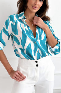 Oceanic Wave Shirt Top - Blue