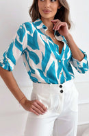 Oceanic Wave Shirt Top - Blue