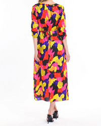 Tropical Breeze Multicolour Midi Wrap Dress