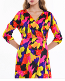 Tropical Breeze Multicolour Midi Wrap Dress